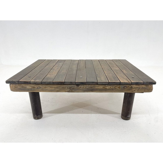 Image 1 of Vintage industriële salontafel van hout en ijzer, jaren 1950