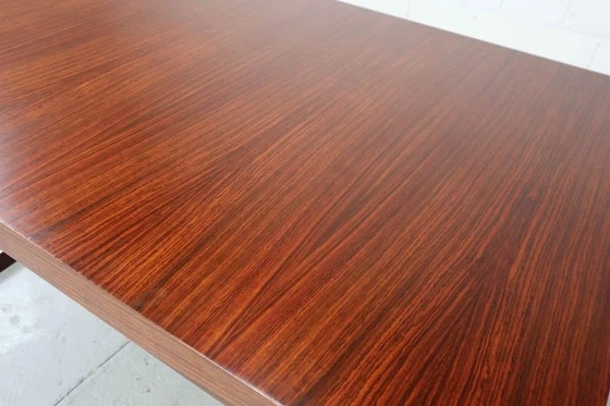 Image 1 of Minimalist Dining Table In Indian Rosewood And Chrome By 'Meubelfabriek Aurora' 1967