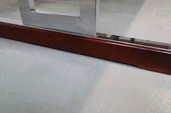 Image 1 of Minimalist Dining Table In Indian Rosewood And Chrome By 'Meubelfabriek Aurora' 1967