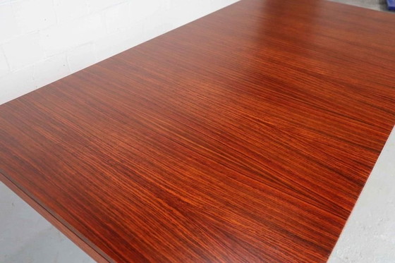 Image 1 of Minimalist Dining Table In Indian Rosewood And Chrome By 'Meubelfabriek Aurora' 1967