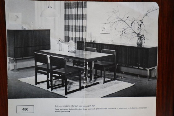 Image 1 of Minimalist Dining Table In Indian Rosewood And Chrome By 'Meubelfabriek Aurora' 1967