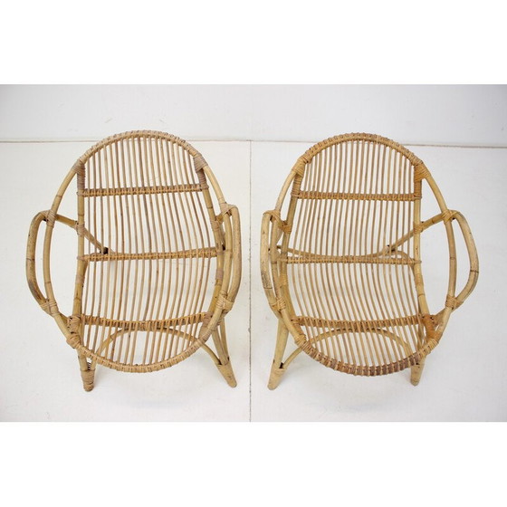Image 1 of Paar vintage rotan fauteuils van Alan Fuchs, Tsjecho-Slowakije 1960