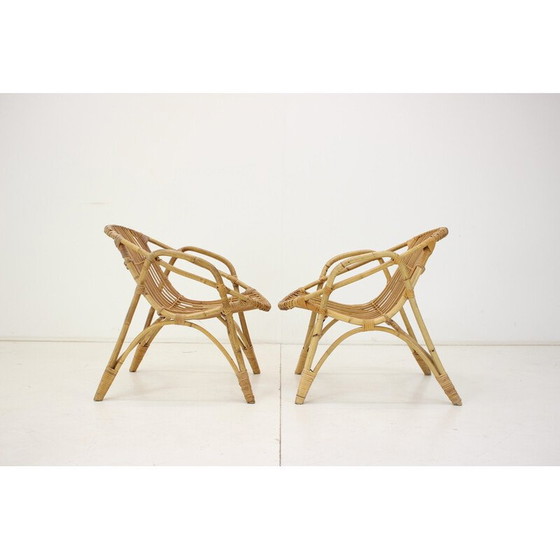 Image 1 of Paar vintage rotan fauteuils van Alan Fuchs, Tsjecho-Slowakije 1960
