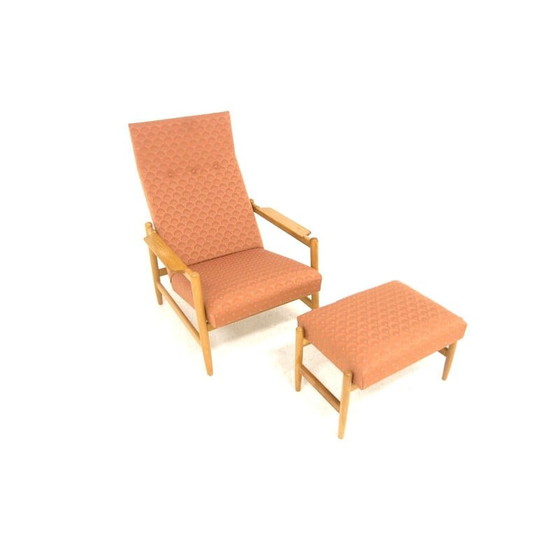 Image 1 of Vintage fauteuil "Sarek" met voetenbankje van Bengt Ruda, Zweden 1950