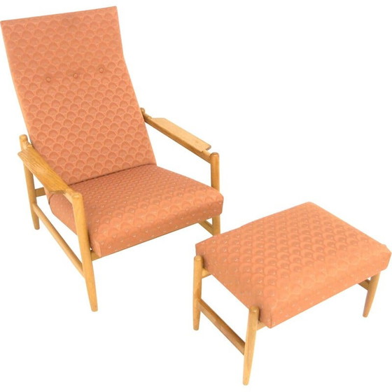 Image 1 of Vintage fauteuil "Sarek" met voetenbankje van Bengt Ruda, Zweden 1950