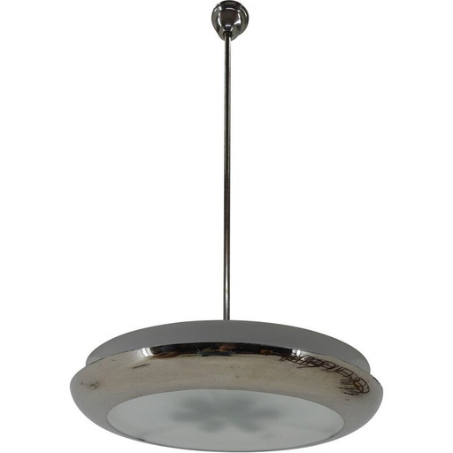 Vintage Bauhaus ufo nikkel kroonluchter, 1930