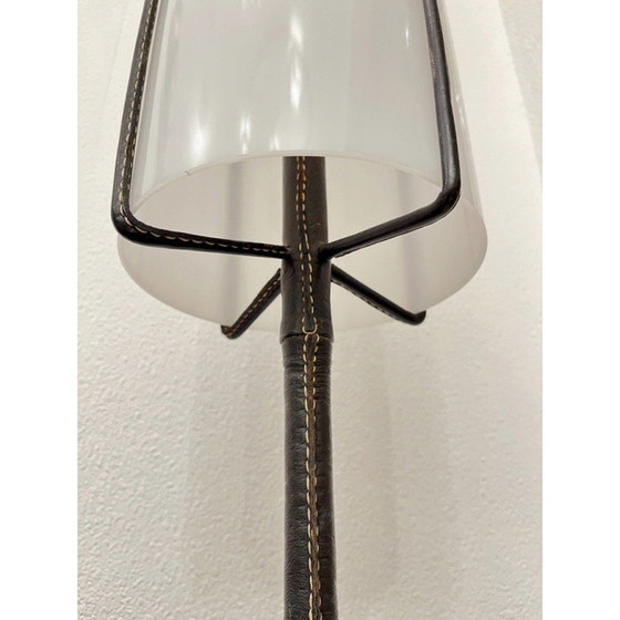 Image 1 of Vintage leren vloerlamp van Jacques Adnet, Frankrijk 1950