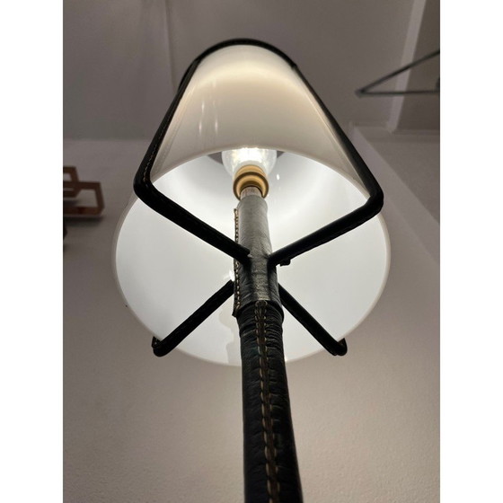 Image 1 of Vintage leren vloerlamp van Jacques Adnet, Frankrijk 1950