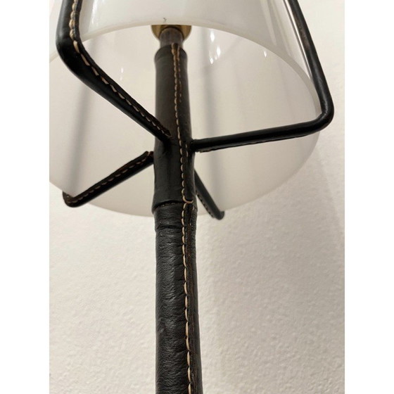 Image 1 of Vintage leren vloerlamp van Jacques Adnet, Frankrijk 1950