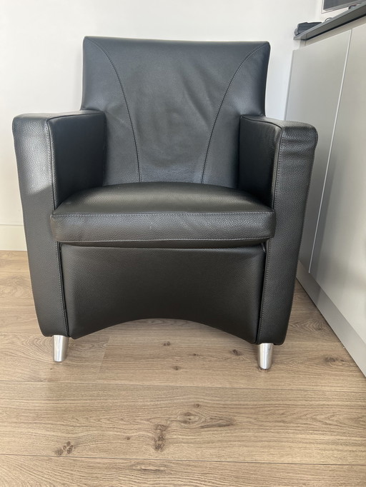 Leolux Dolcinea Zwart Senso Leren Design Fauteuil