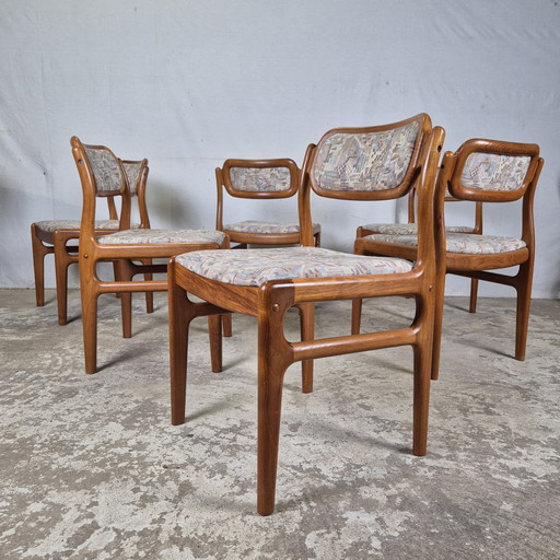 6 Johannes Andersen, D-Scan vintage jaren 60 eetkamerstoelen