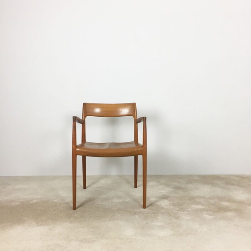 Vintage Teakhouten Fauteuil Model 77 van Niels O. Möller 1960