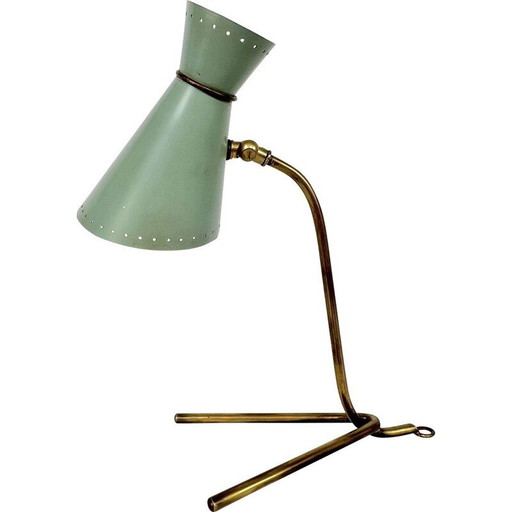 Mid-eeuwse Stilnovo messing oriënteerbare tafel- of wandlamp, 1950