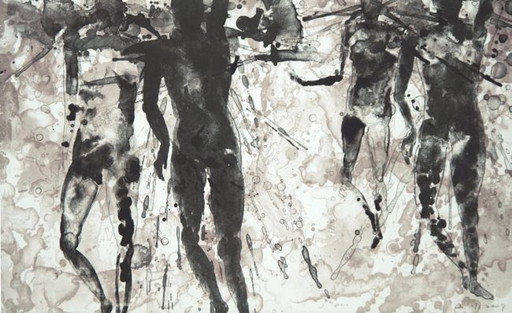 Arno Kramer - 4 zwemmers litho – lithos zeefdrukken