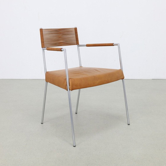 Image 1 of Paar vintage stoelen van leer en roestvrij staal van Gerard Van Den Berg, 1990