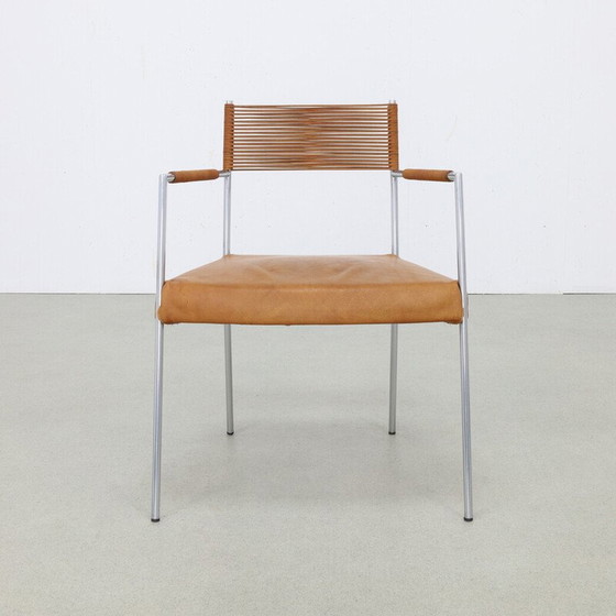 Image 1 of Paar vintage stoelen van leer en roestvrij staal van Gerard Van Den Berg, 1990