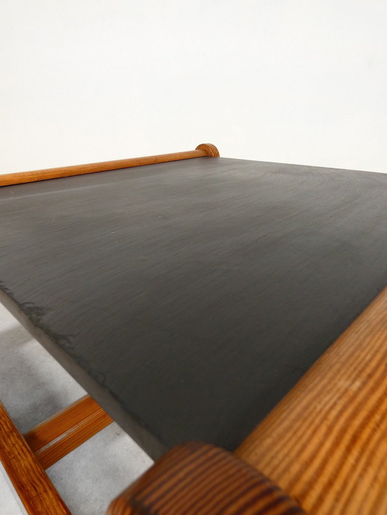 Image 1 of Brutalist Salontafel Met Leisteen Blad