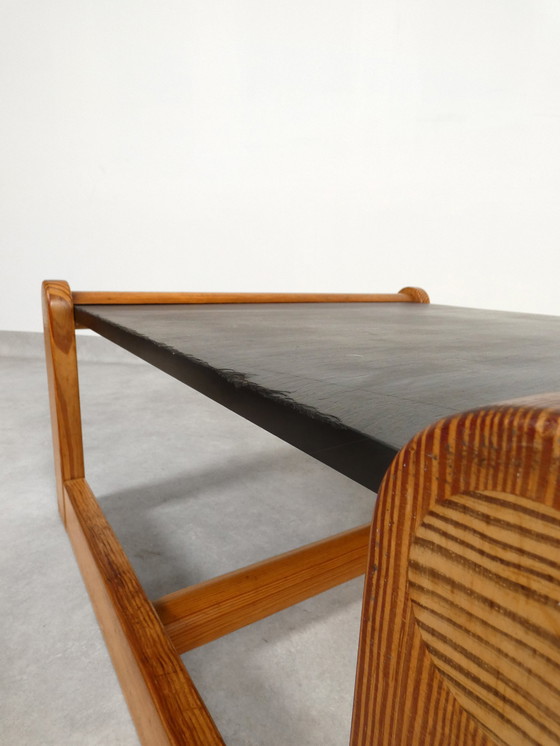 Image 1 of Brutalist Salontafel Met Leisteen Blad