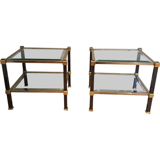 Image 1 of Paar vintage chromen design bijzettafels