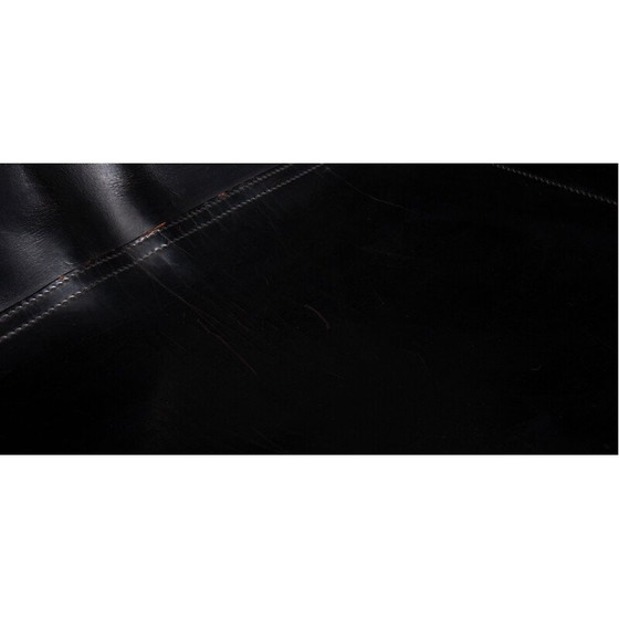 Image 1 of Vintage buisstoel met zitting en armleuningen zwart zadelleer 1960