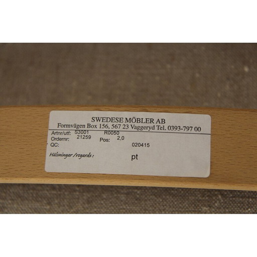 Vintage fauteuil in beukenhout en bruin leer van Lamino en Yngve Ekström voor Swedese, Zweden 1970