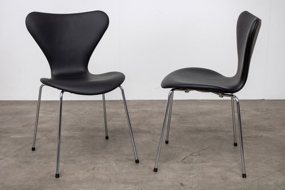 Image 1 of 4x Design Leren stoel Fritz Hansen Serie 7™