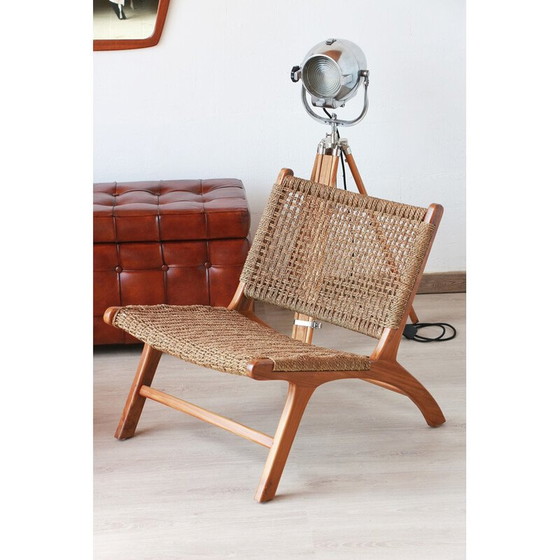 Image 1 of Paar vintage "Los Angeles" fauteuils in teak en waterhyacint van Olivier de Schrijver