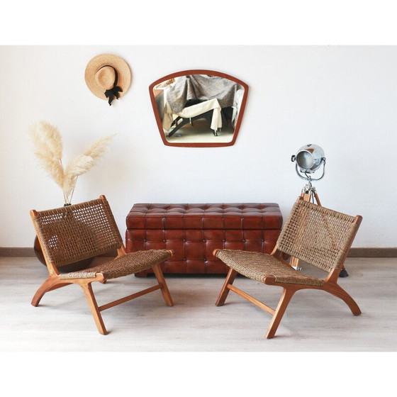 Image 1 of Paar vintage "Los Angeles" fauteuils in teak en waterhyacint van Olivier de Schrijver