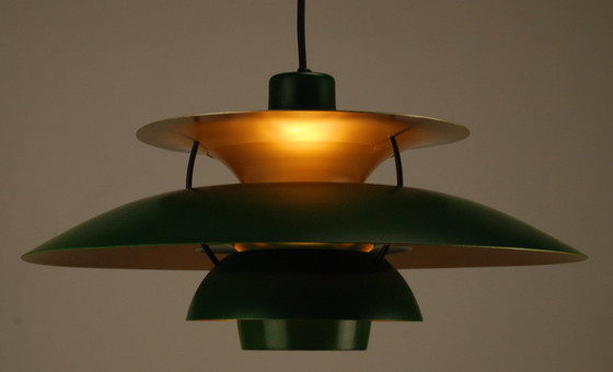 Image 1 of Groene Louis Poulsen PH5 Hanglamp met messing kleur