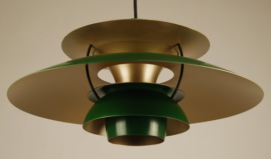 Image 1 of Groene Louis Poulsen PH5 Hanglamp met messing kleur