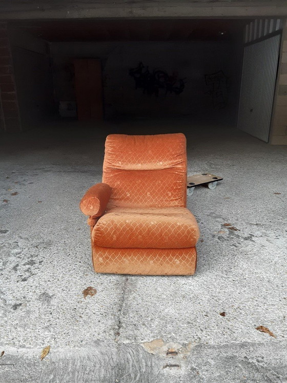 Image 1 of 7/7 Oranje fauteuil Ligne Roset Pr M. Ducaroy Mod. Albany, Ontwerp Epo. Vintage