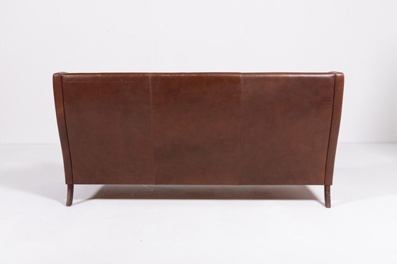 Image 1 of Vintage 1970's Deens Modern Cognac Leren Sofa