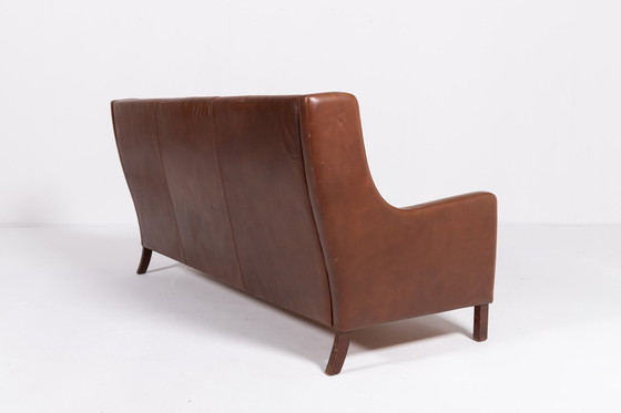 Image 1 of Vintage 1970's Deens Modern Cognac Leren Sofa