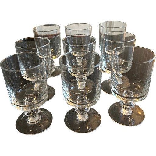 Set van 9 vintage glazen met steel, 1950