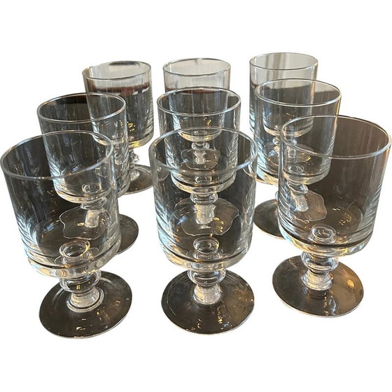 Image 1 of Set van 9 vintage glazen met steel, 1950