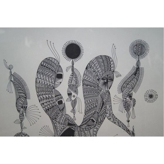 Image 1 of Litho vintage surréaliste de Ragnar Wollschläger, 1973