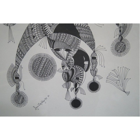 Image 1 of Litho vintage surréaliste de Ragnar Wollschläger, 1973