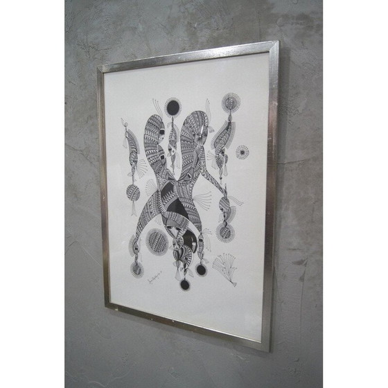 Image 1 of Litho vintage surréaliste de Ragnar Wollschläger, 1973