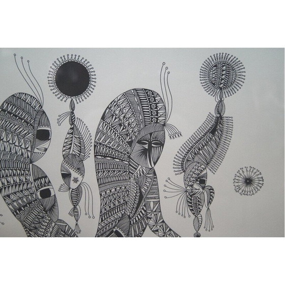 Image 1 of Litho vintage surréaliste de Ragnar Wollschläger, 1973