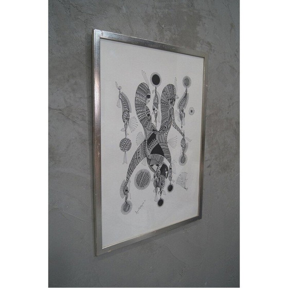 Image 1 of Litho vintage surréaliste de Ragnar Wollschläger, 1973