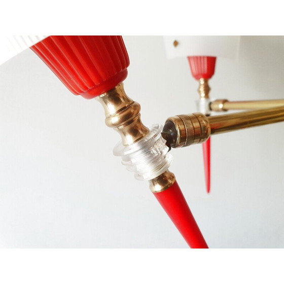 Image 1 of Vintage hanglamp van messing en kunststof 1950