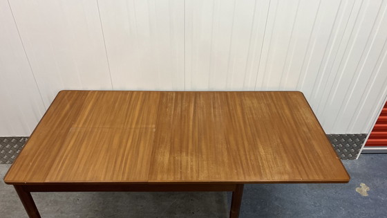 Image 1 of Vintage Mid Century Uitschuifbare Eettafel Teak Hout