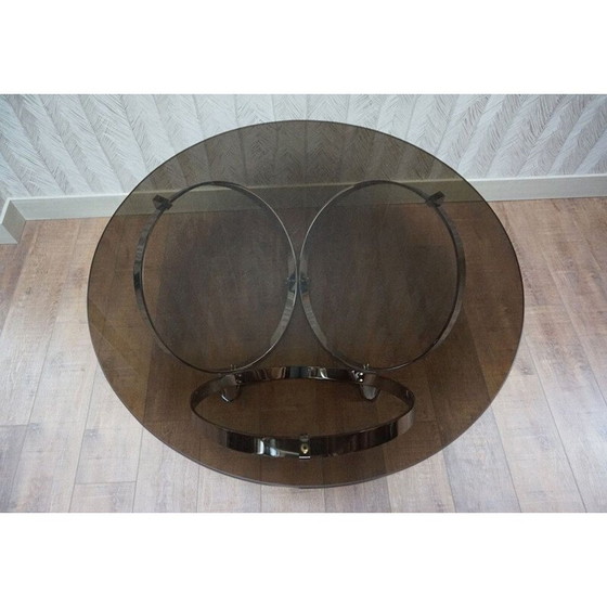 Image 1 of Ronde vintage chromen ring salontafel van Knut Hesterberg, Duitsland 1960