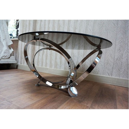 Ronde vintage chromen ring salontafel van Knut Hesterberg, Duitsland 1960