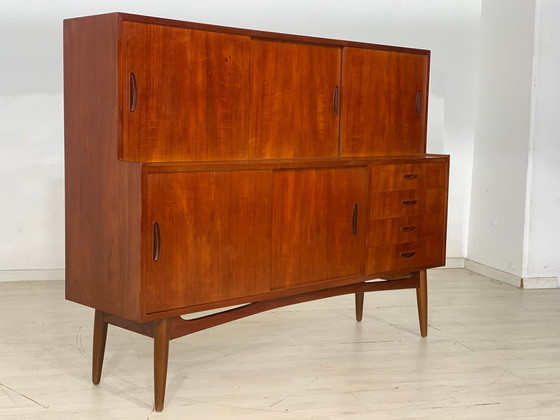 Image 1 of Deense teakhouten highboard kast woonkamer vintage