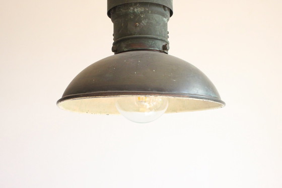 Image 1 of Industriële koperen fabrieks hanglampen, 1930S, set van 3