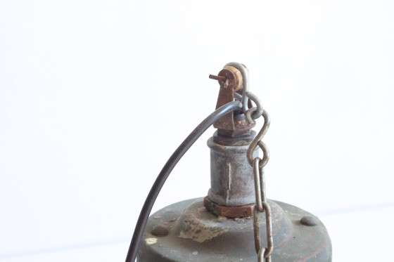 Image 1 of Industriële koperen fabrieks hanglampen, 1930S, set van 3