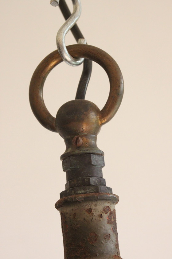 Image 1 of Industriële koperen fabrieks hanglampen, 1930S, set van 3