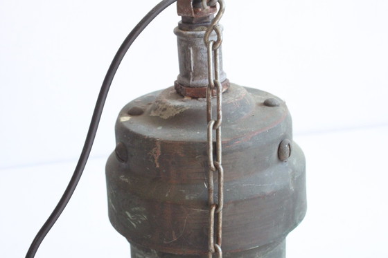 Image 1 of Industriële koperen fabrieks hanglampen, 1930S, set van 3