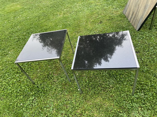 2x Metaform design bijzettafel staal natuursteen